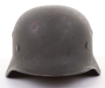 WWII GERMAN DOUBLE-DECAL M-40 COMBAT POLICE HELMET - 9