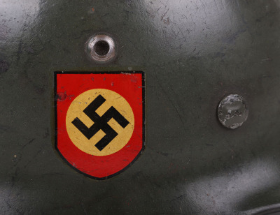 THIRD REICH DOUBLE-DECAL M-35 FIELD POLICE COMBAT HELMET - 8