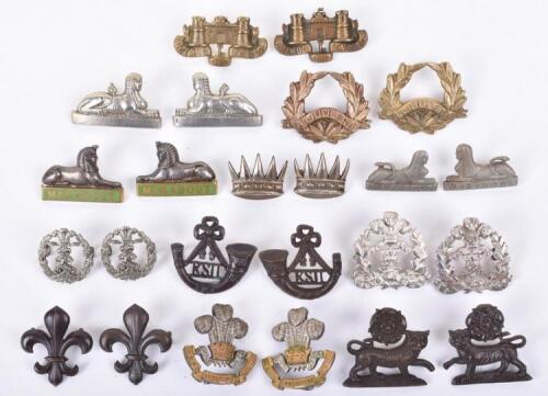 12x Pairs of British Infantry Regiment Collar Badges