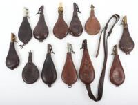 12x Assorted 19th Century Leather Shot Bags