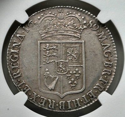 NGC - William & Mary (1689-94), Halfcrown, 1689 - 2