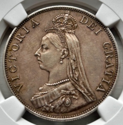 NGC Ð Victoria (1837-1901), Double Florin, 1887, Arabic 1