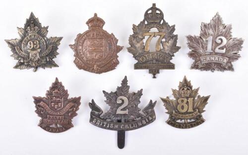 7x WW1 Canadian CEF Cap Badges