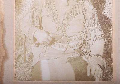 Original photograph of Geronimo by Fly holding a confederate Dance revolver - 2