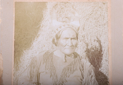 Original photograph of Geronimo by Fly holding a confederate Dance revolver - 3