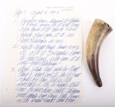 1850&rsquo;s era powder horn given to Wyatt Earp by his father Morgan P. Earp