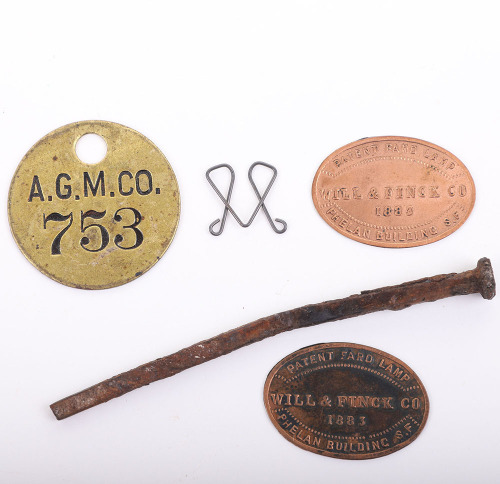 Lot of 4 items including nail from Wyatt Earp mining camp