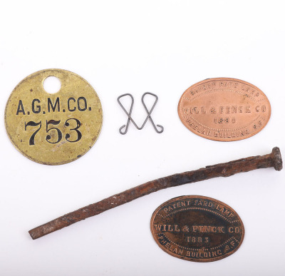 Lot of 4 items including nail from Wyatt Earp mining camp