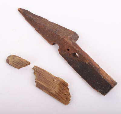 2 pieces of wood. One being a timber from Happy Day Mining Company owned by Wyatt Earp - 2