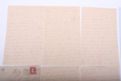5-page letter from Sadie Earp to John Flood asking for a loan of $25. Generally good condition with fading to the ink and written on rag paper. - 2
