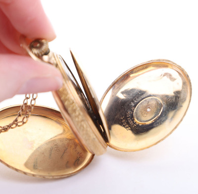 Sadie Earp 14k gold watch and chain by Elgin - 4