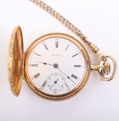 Sadie Earp 14k gold watch and chain by Elgin - 7