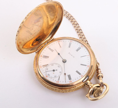 Sadie Earp 14k gold watch and chain by Elgin - 8