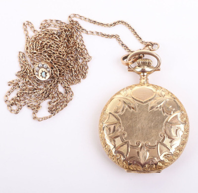 Sadie Earp 14k gold watch and chain by Elgin - 9