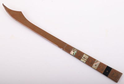 Mother of pearl inlaid copper letter opener inscribed John Dunbar