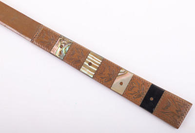 Mother of pearl inlaid copper letter opener inscribed John Dunbar - 2