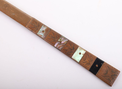 Mother of pearl inlaid copper letter opener inscribed John Dunbar - 5