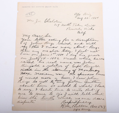 Grouping of letters, 1 pertaining to John Ringo - 5