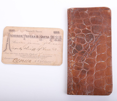 Consisting of Atchison Topeka & Sante Fe railway pass for 1890 too Deputy Sheriff James Johnson