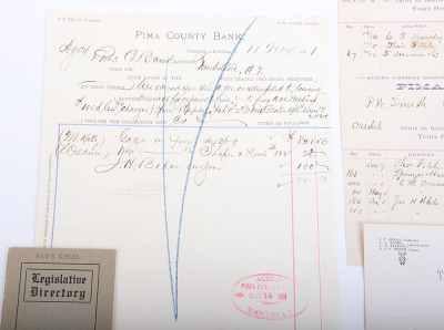 Lot consisting of receipt from the board of supervisors Y&rsquo;Avapai County Prescott Arizona dated 1889 - 4