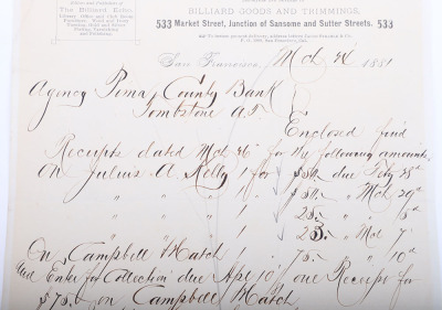 Original receipt for the billiard table that Morgan Earp Died upon in Tombstone Arizona - 3