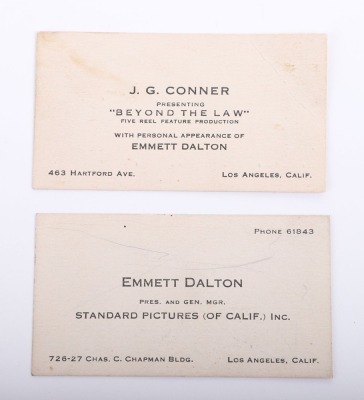 Lot of 2 original business cards. One being of the personal card of Emmet Dalton and the other of J.G. Conner - 2