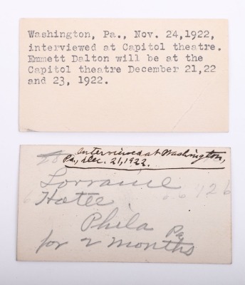 Lot of 2 original business cards. One being of the personal card of Emmet Dalton and the other of J.G. Conner - 3