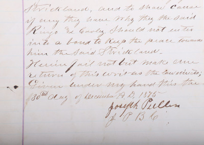 Handwritten warrant from the state of Texas dated 1875 for the arrest of John Ringo and Scott Cooley - 4