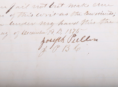 Handwritten warrant from the state of Texas dated 1875 for the arrest of John Ringo and Scott Cooley - 5