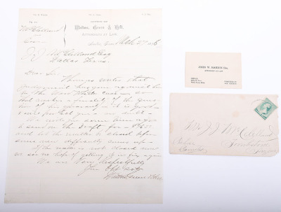 Attorneys letter from 1876 to JJ McClelland