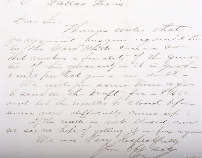 Attorneys letter from 1876 to JJ McClelland - 3