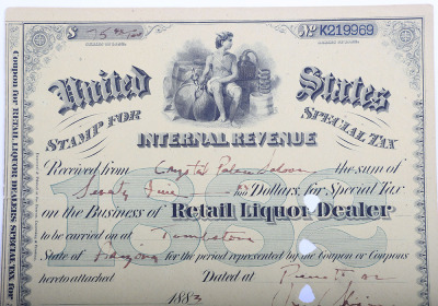 1882-1883 liquor license for the Crystal Palace Saloon Tombstone Arizona - 3