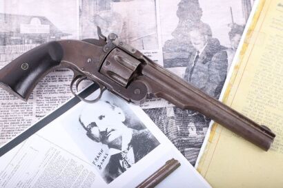 1875 Model Smith and Wesson Schofield Revolver, Serial No. 5476, Carried and Lost by Frank James at the Northfield Bank Robbery, Northfield Minnesota, September 7th. 1876