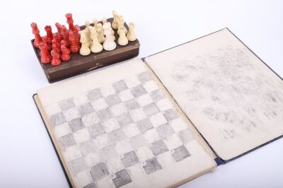 Chess set and book “Atlas of avian anatomy” once belonging to Robert Stroud, the infamous birdman while an inmate at Alcatraz Prison