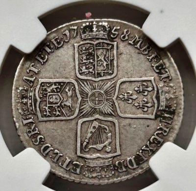 NGC Ð George II (1727-1760), Shilling, 1758 - 2