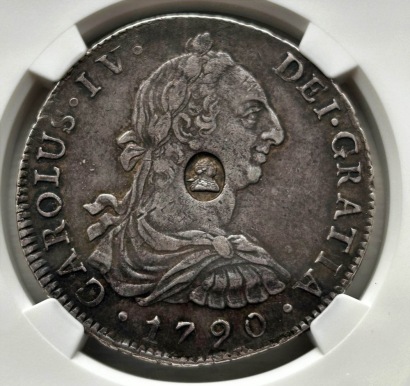 NGC Ð George III (1760-1820), Emergency Issues Dollar, portrait type, oval countermark, 1790 Peru