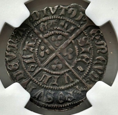 NGC Ð Henry VI (1422-61) First Reign, Pinecone-mascle Issue, Halfgroat, Calais - 2