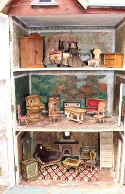 A Moritz Gottschalk blue roof dolls house with Garden room, German circa 1905, - 2