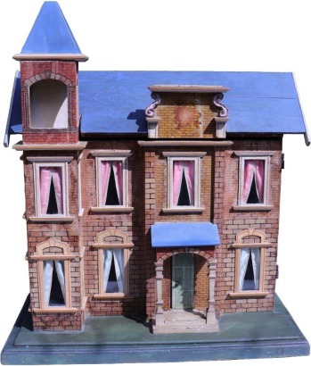 A large Moritz Gottschalk blue roof dolls house , German circa 1890,