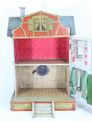 A small Moritz Gottschalk blue roof dolls house, model 4240, German circa 1890, - 2