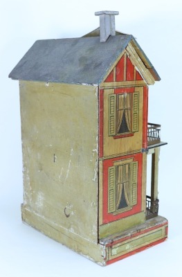 A small Moritz Gottschalk blue roof dolls house, model 4240, German circa 1890, - 3