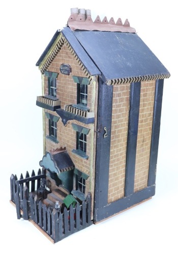 ‘Gladys Villa’ a charming home-made painted wooden dolls house, English 1890s,