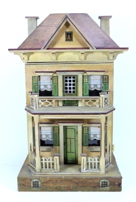 A ‘Moko’ painted wooden dolls house, German, 1920s,