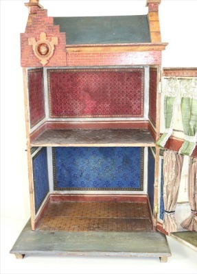 An early Moritz Gottschalk model 2090? Painted wooden blue roof dolls house, German circa 1895, - 2