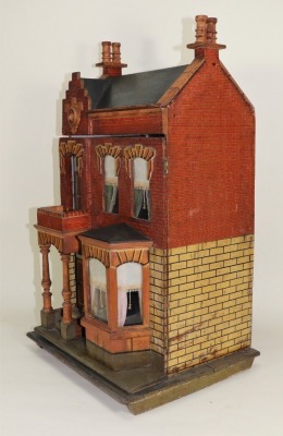 An early Moritz Gottschalk model 2090? Painted wooden blue roof dolls house, German circa 1895, - 3