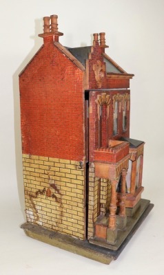 An early Moritz Gottschalk model 2090? Painted wooden blue roof dolls house, German circa 1895, - 4