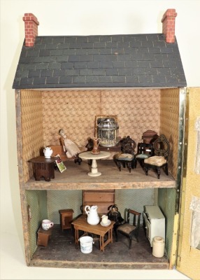 A traditional English painted red brick Victorian dolls house, - 2