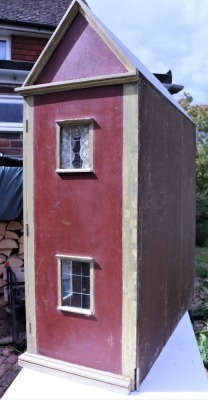 ‘Embassy House’ a large English painted wooden red brick Victorian Dolls House and contents, - 3