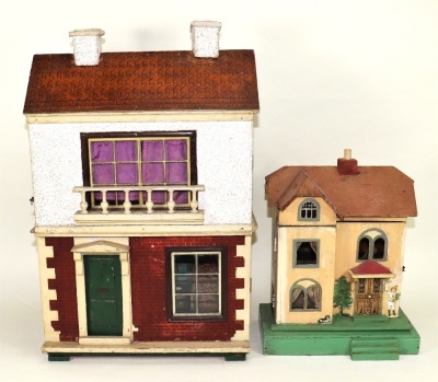 Two dolls houses including a Tri-ang wooden painted house, 1930s