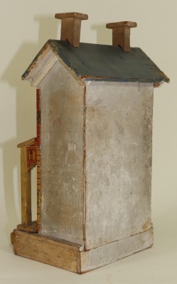 A small painted wood and paper lithographed dolls house, German circa 1895, - 5